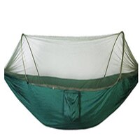 MYJ Portable Outdoor Camping Hammock Automatic Quick Opening Mosquito Free Hammock Fabric Hanging Bed Hunting Swing Pop-up tent: Green