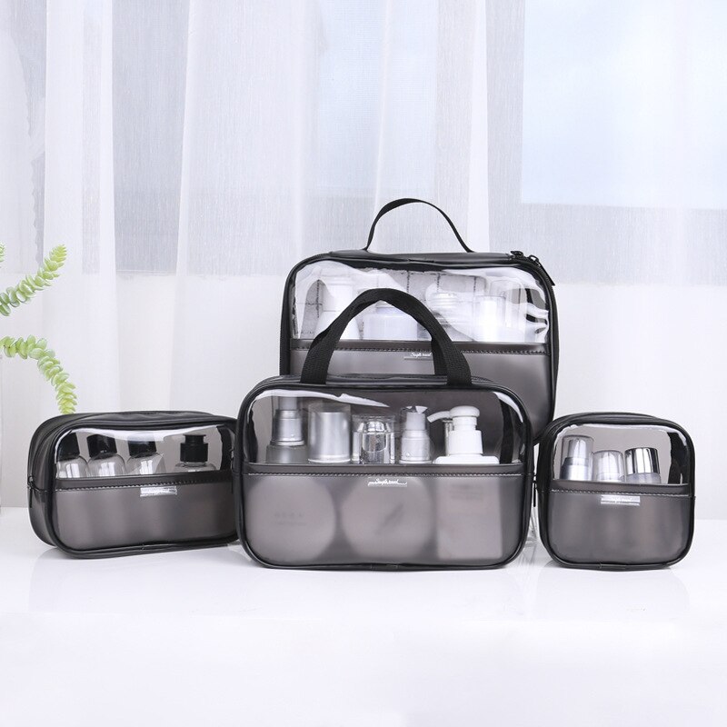 Women Cosmetic Bag Transparent PVC Makeup Bag Set Travel Wash Kit Storage Organizer Pouch Toiletry Box Bag Tote Handbag Pouch