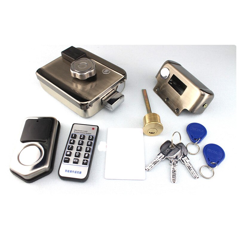 Wireless Electric lock locker motor door lock support 13.56 MHz IC card reader for access control gate door open home security: Kit A