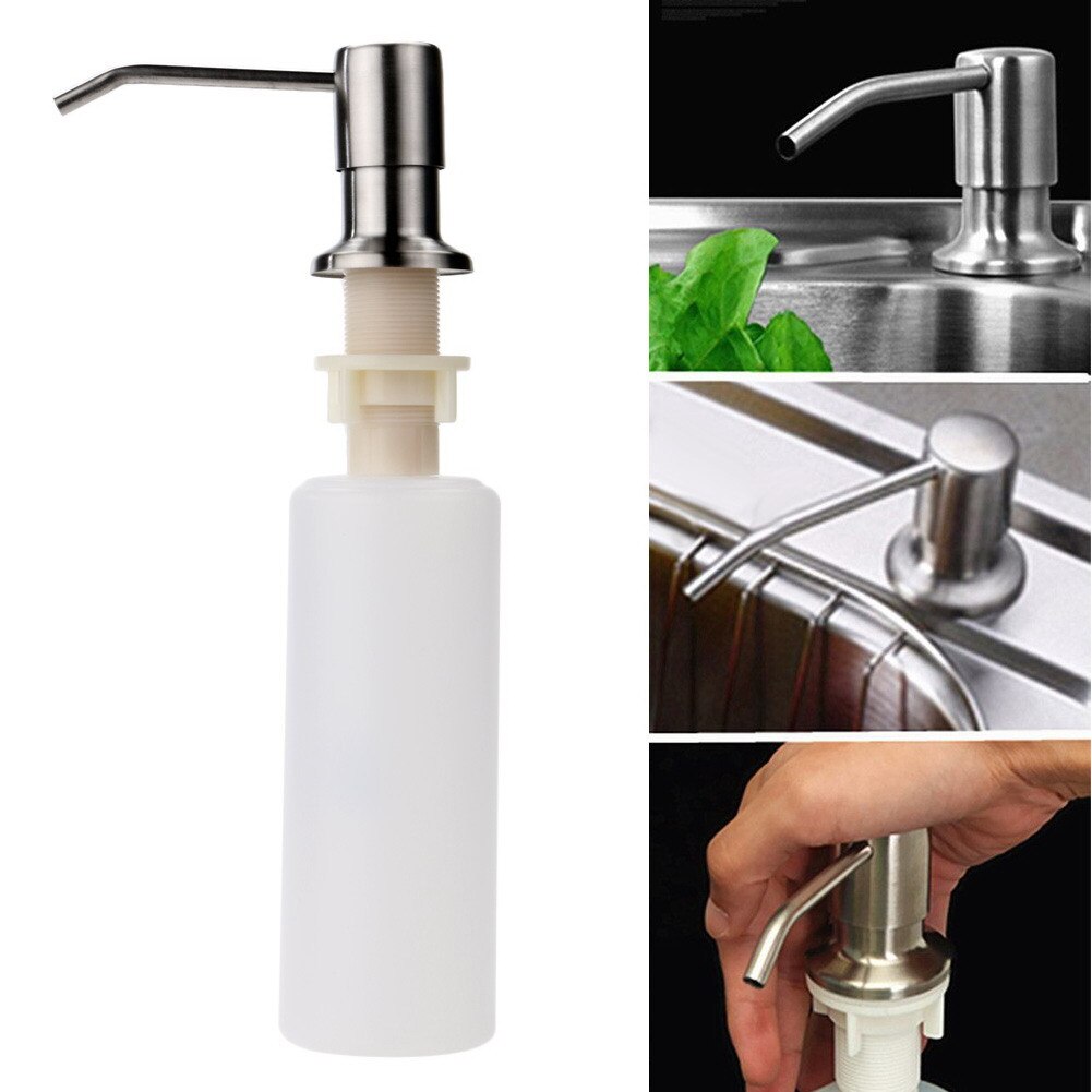 300ML Kitchen Sink Soap Dispenser Black ABS Dispenser Detergent Liquid Soap Lotion Dispensers Stainless Steel Head hand sanitzer
