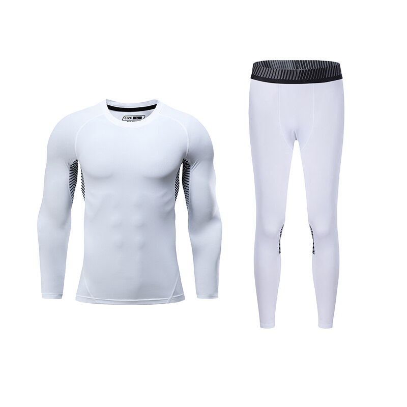 Pantalones de baloncesto de manga larga para hombre, ropa básica de juego, conjunto de dos piezas elástico deportivo para Otoño e Invierno: white / M