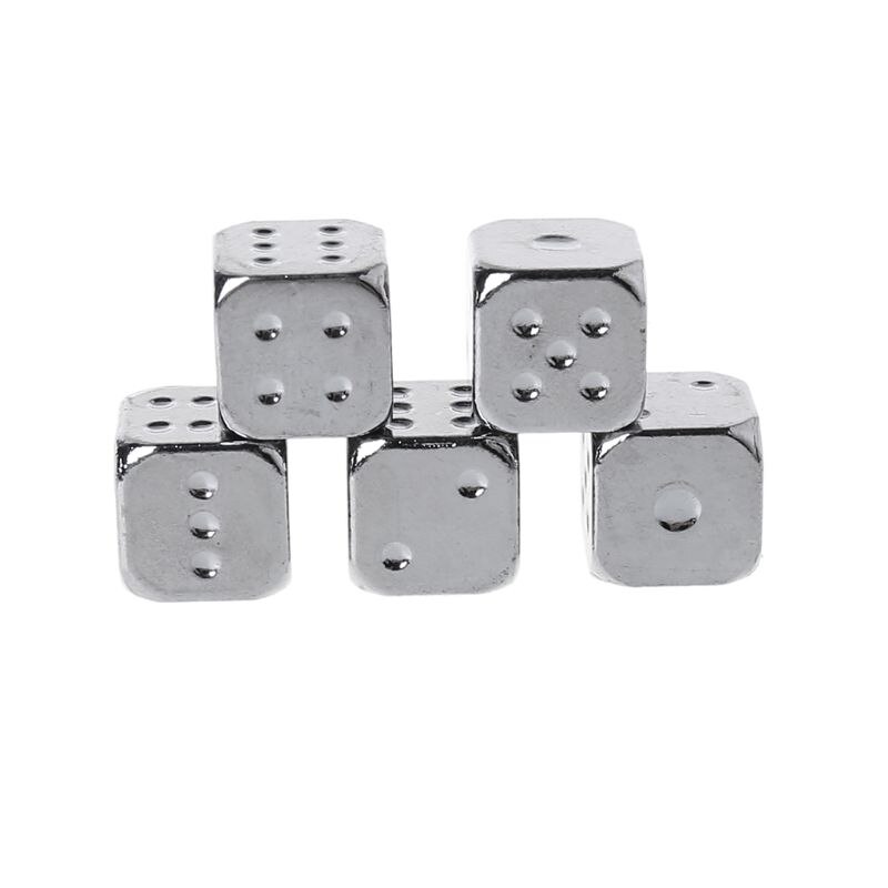 5pcs 13mm Metal Dice Gold/Silver Solid Heavy Dice Bar Night Club Party Drinking DND Game Dice R9CE