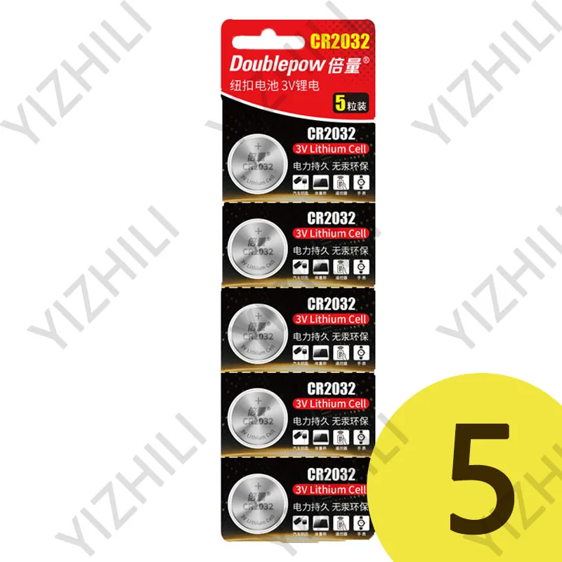 Doublepow CR2032 3V Lithium Cell Button bateria 2032 for Toys watch Car compaction Remote control Mercury free: Preto