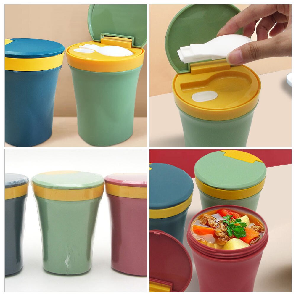 450ML Microwaveable Soup Cup Soup Container with Lid Spoon for Friends Family