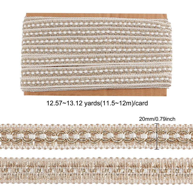 Adornos de encaje de cinta de poliéster trenzada dorada para cortina, manualidades de costura, decoración del hogar, 7/8 "(W) x 12,5 yardas: Cobre envejecido