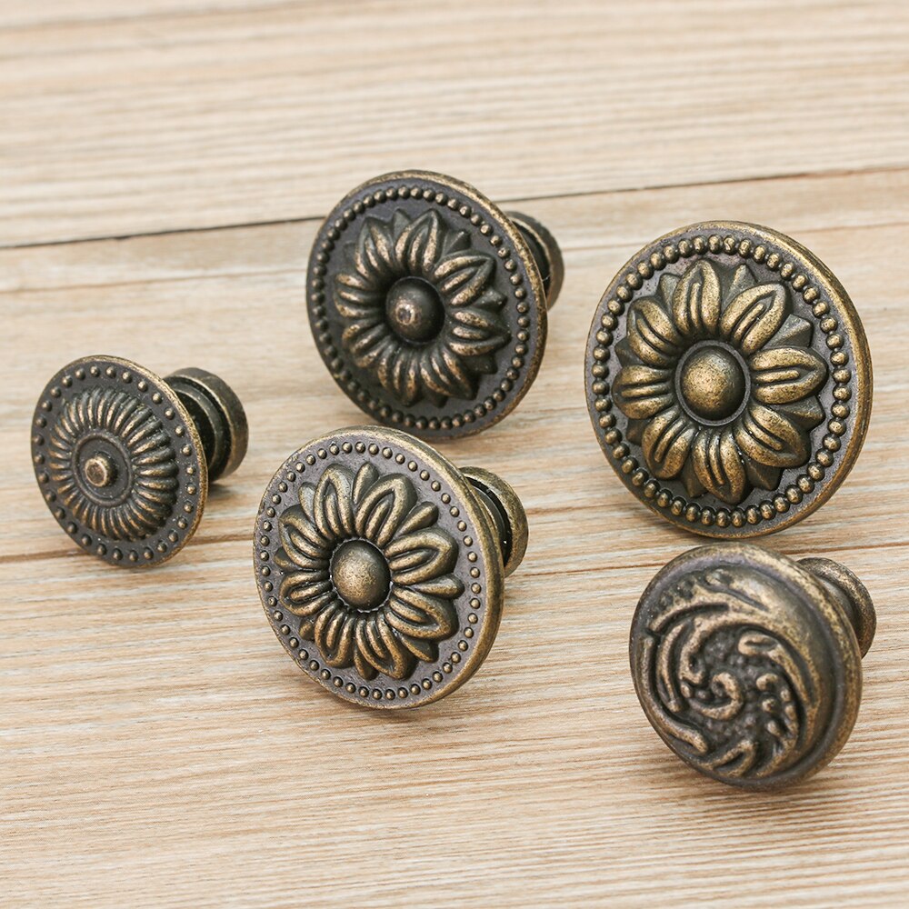 Poignées de meuble en côtes antiques, forme ronde Foy, bouton de fusion rétro, poignées de garde-robe, poignée de porte, raccords de quincaillerie, 2 pièces
