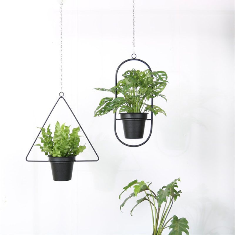Metal nordisk stil plantebøjle kædehængende kurv blomsterpotte planteholder hjem have altan hængende blomsterpotte