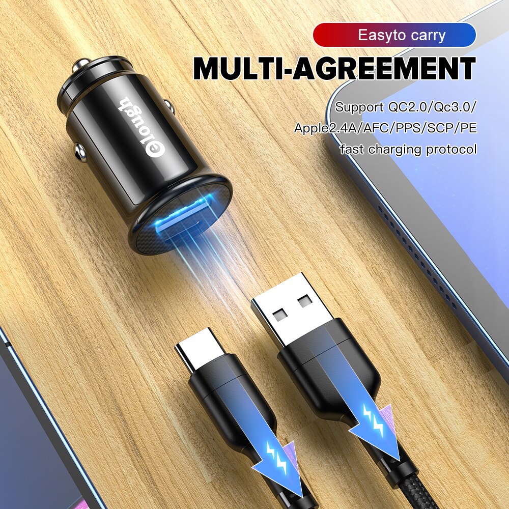 Ładowarka samochodowa Elough typ C PD 20W QC3.0 szybkie ładowanie dla Huawei Samsung Xiaomi Iphone 12 11 13 Pro szybka ładowarka samochodowa USB Iphone