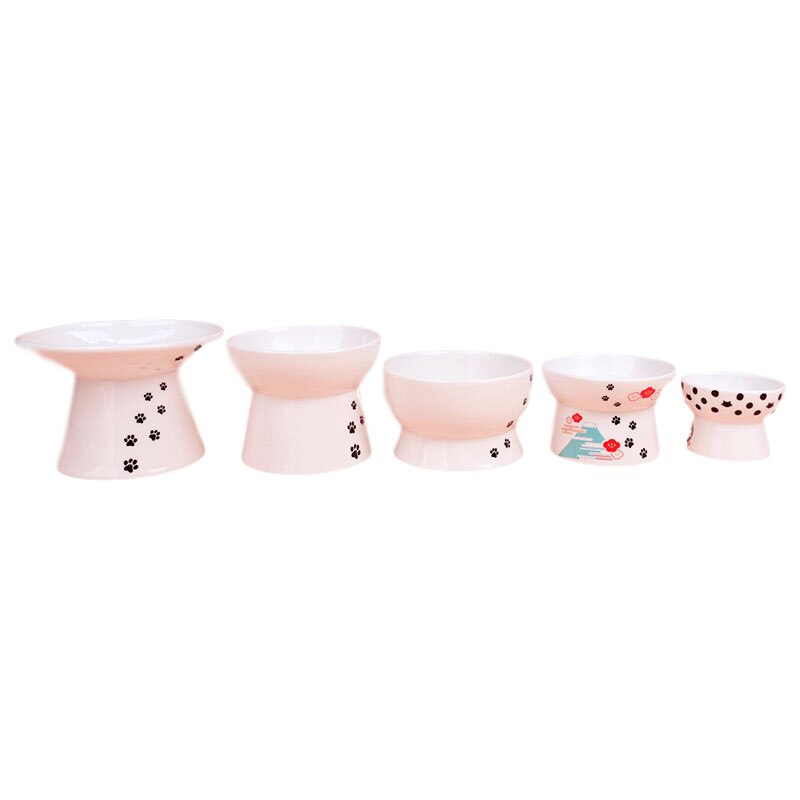 1PC bol pour animaux de compagnie mignon dessin animé mangeoire pour animal domestique haut-pied bouche unique antidérapant en céramique chien chat nourriture bols animaux de compagnie boire alimentation conteneur