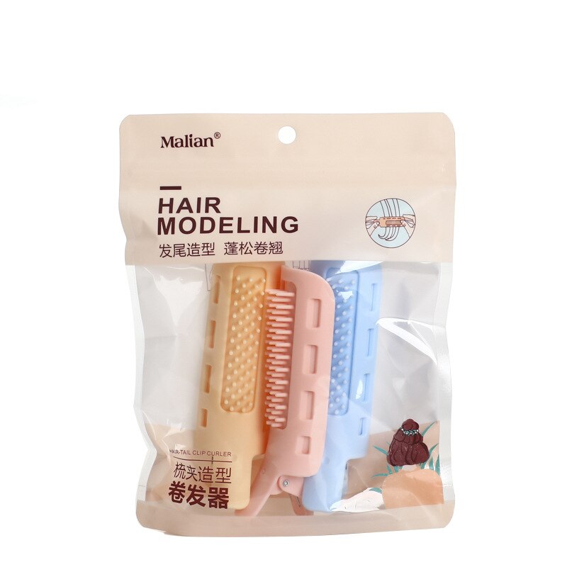 3 Pcs Portable Plastic Curling Iron Set Curler Hair Styler Fluffy Natural Curling Comb Clip Styler Hair Rollers Styling DIY Tool