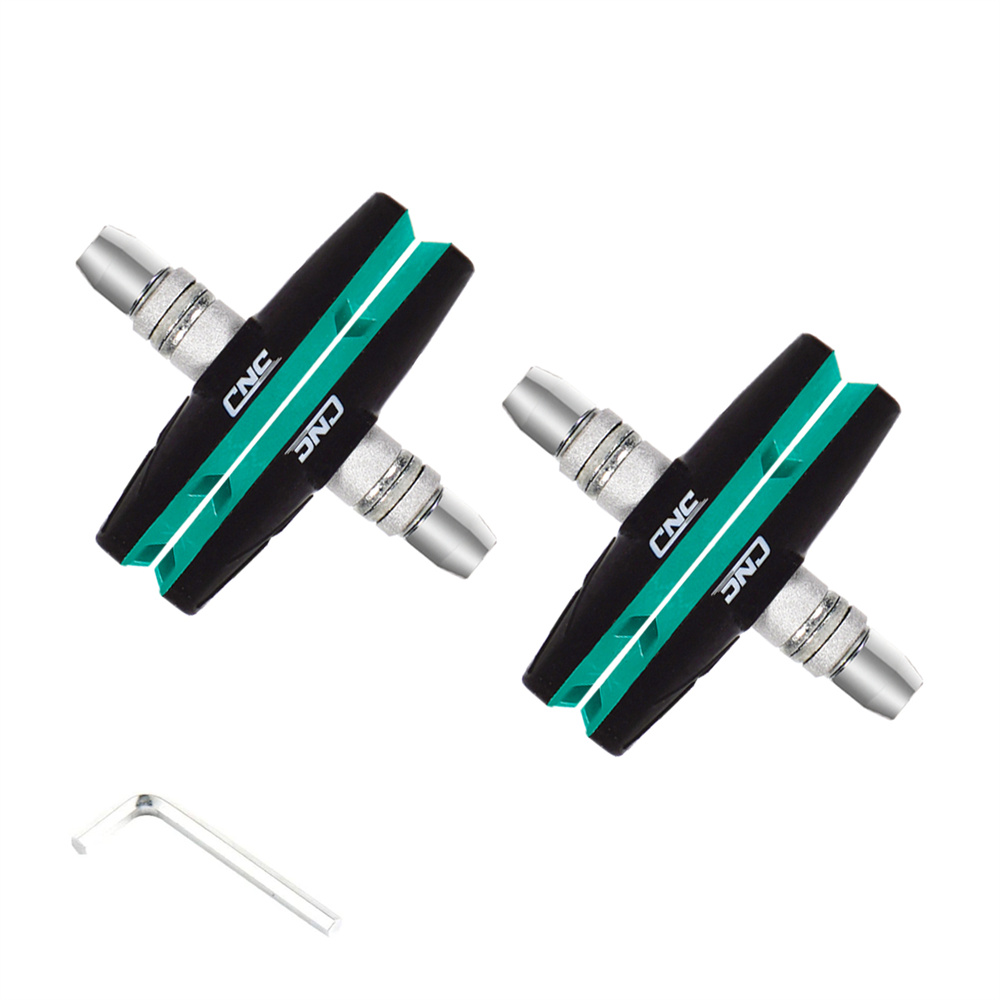 CNC Bicicleta V Brake Pad, borracha Aro Caliper Brake Pads, 55mm, Estrada MTB, 2 Pares: Verde