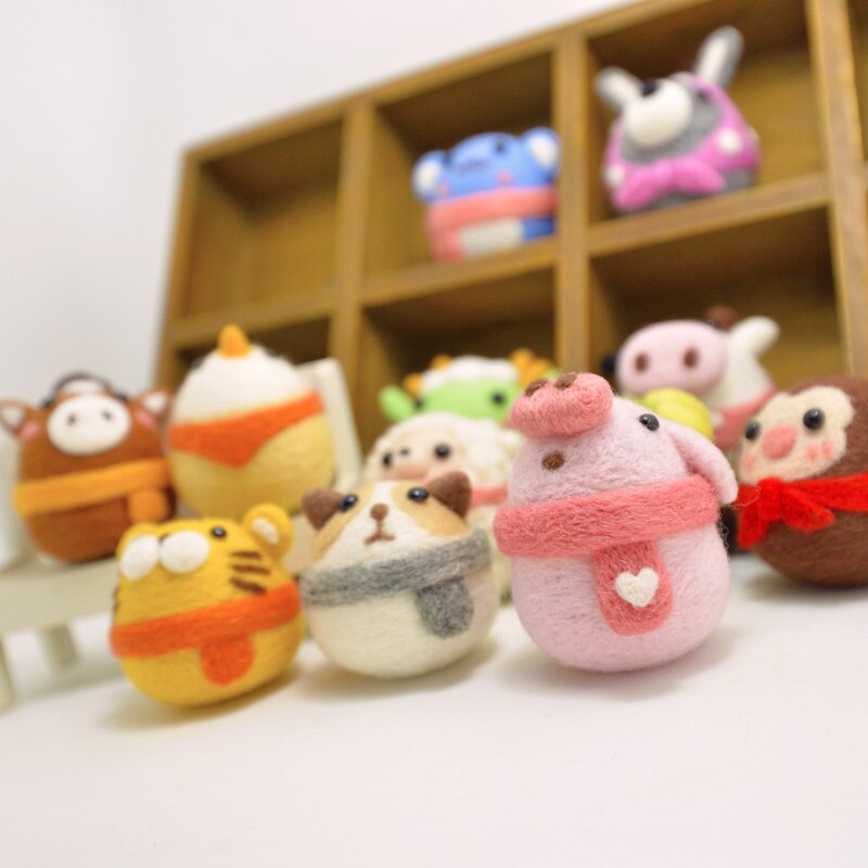1Pcs Cute Animal Pets Needle Wool Felt kits Handmade Toy Doll Wool Felt Poked Kitting Non-Finished DIY Wool Felting Package