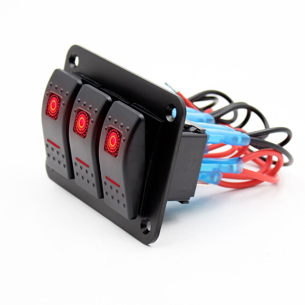 3 Gang Auto Boot Switch Panel Universele Controle Auto Schakelaar LED Schakelaar Truck: Rood