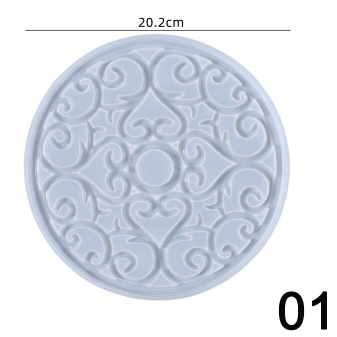 Molde de silicona de resina para posavasos redondo de Mandala, bandeja para posavasos de café, molde para bricolaje, resina epoxi, yeso, hormigón, copa de vino, molde para estera: Transparente