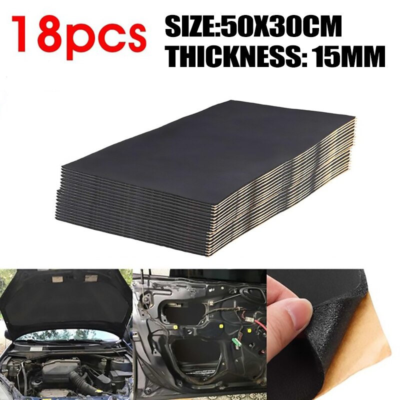 9X 1Cm 0.6Cm Auto Sound Deadener Mat Geluidsisolerende Motorkap Isolatie Deadening Motor Firewall Warmte Schuim Katoen sticker 30x50cm