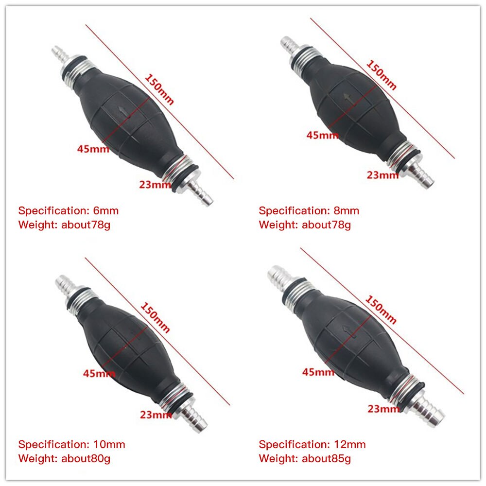 Fuel Pump 6mm 8mm 10mm 12mm Rubber Aluminum Hand Fuel Pump Line Hand Primer Bulb All Fuels For Vehicle Boat Marine Outboard