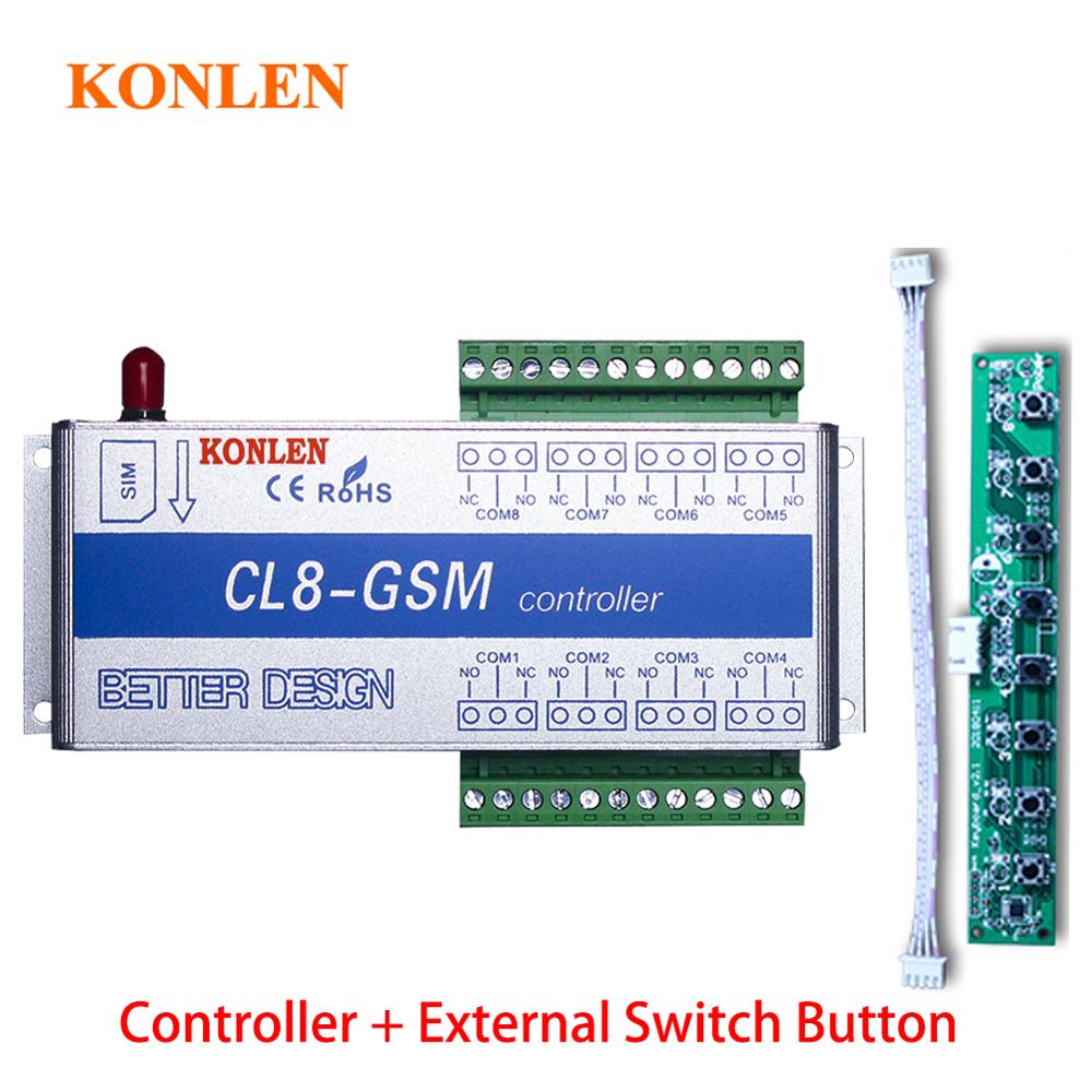 KONLEN GSM 8 Way Relay Controller Smart Home Power Switch SMS Call Temperature Sensor Remote Control Gate Opener Lock Server: Add Switch Buttons