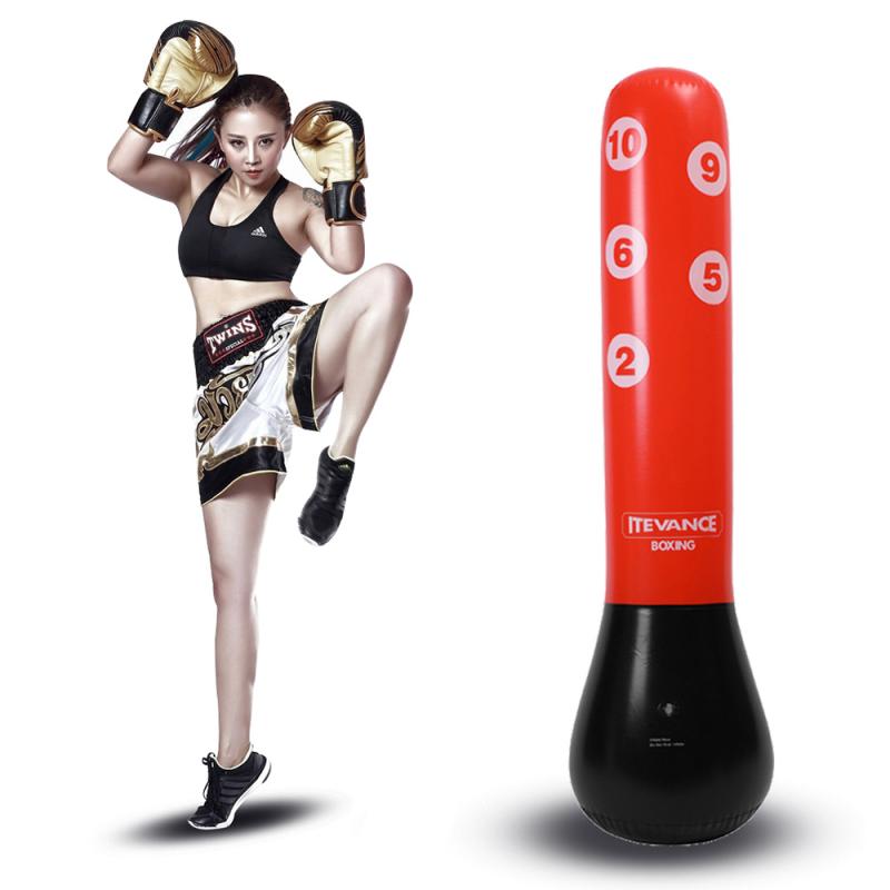 1.6M Boxing Punching Bag Training Pressure Relief Bounce Back Inflatable Sandbag Free Standing Boxing Indoor Muscle Training