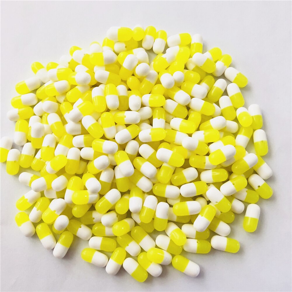 Hot DIY Pill żywiczne koraliki do kolczyków tworzenia biżuterii Multicolor 50 sztuk/partia 5*11.5mm z pół otworu: Yellow