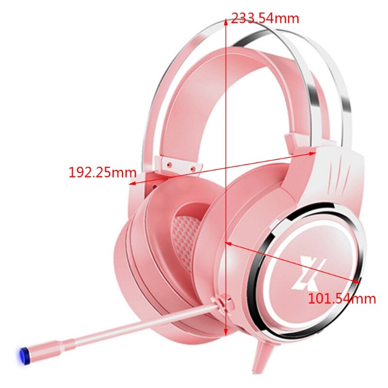 Surround-Sound Cat Ear Stereo Noise Cancelling Head Phone LED USB Headsets for Girl Wired Headphone PC Laptop R58A