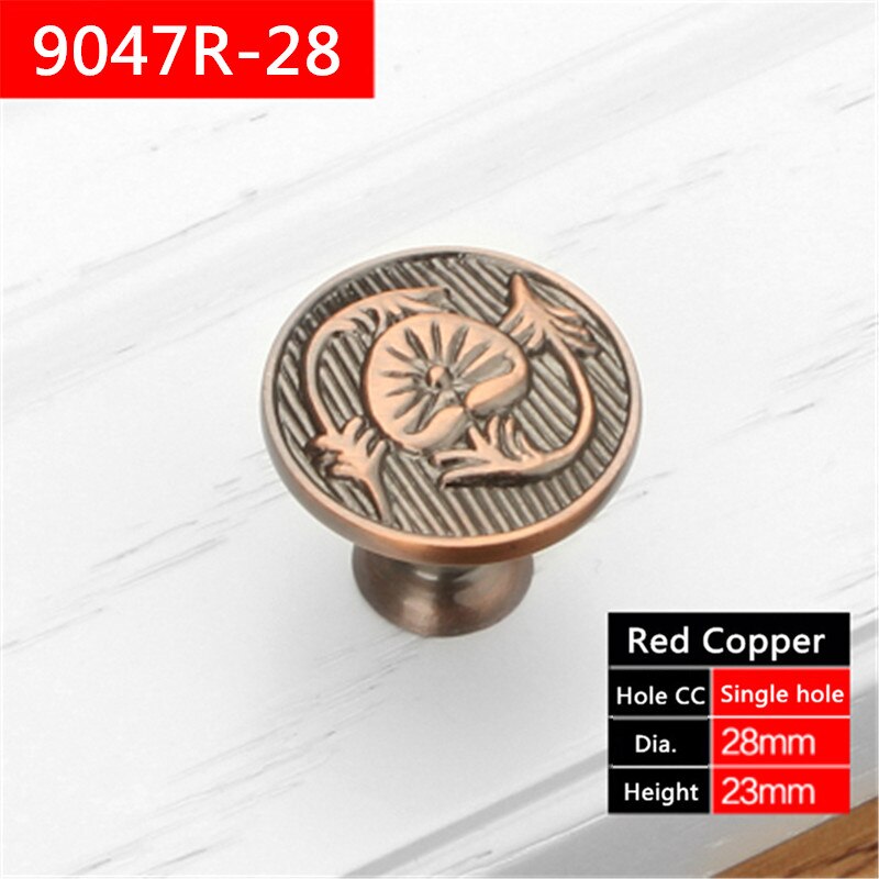 Maçanetas para armários e móveis, puxadores de gaveta para armários, máquinas de bronze e cobre vermelho: 9047R-28