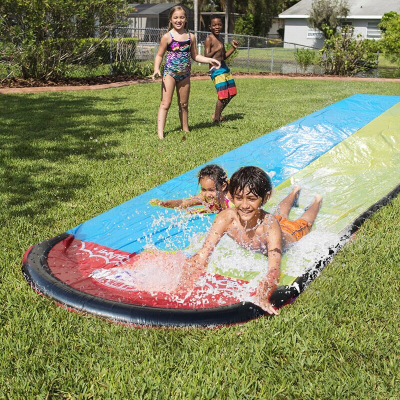 Inflatable Double Water Slide Fun Outdoor Splash Slip For Children Summer Pool Kids Games