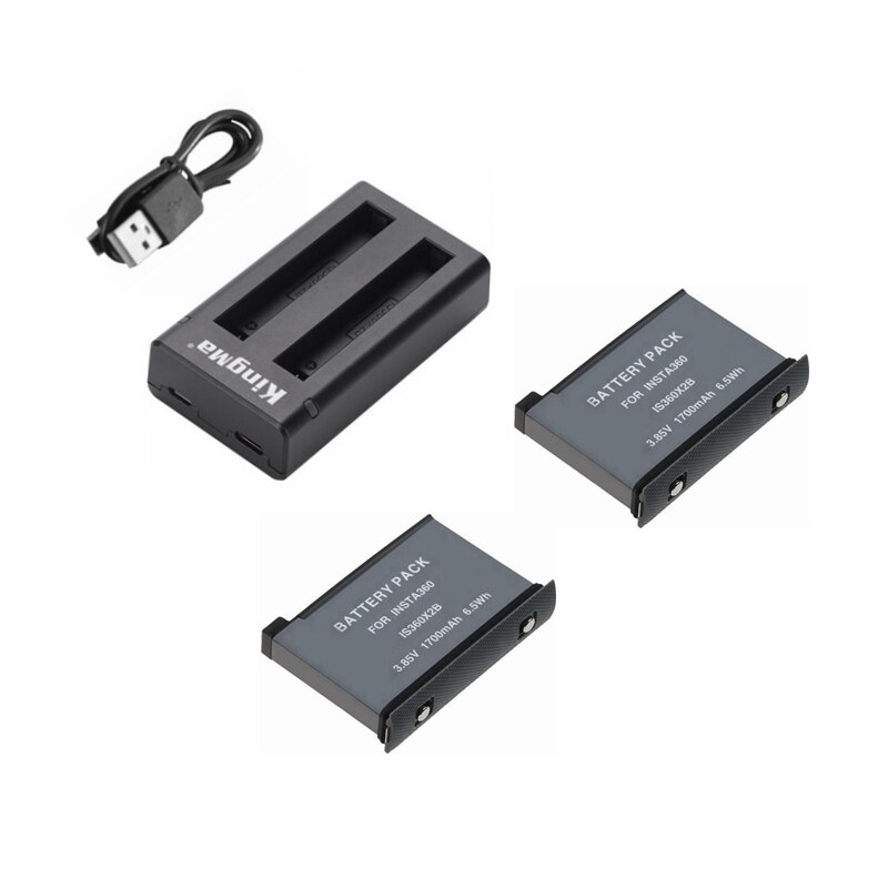 1700mAh Battery Pack For Insta360 ONE X2 Rechargeable Lithium Battery Insta 360 X2 Fast Charge Hub Accessories: 2battery1charger