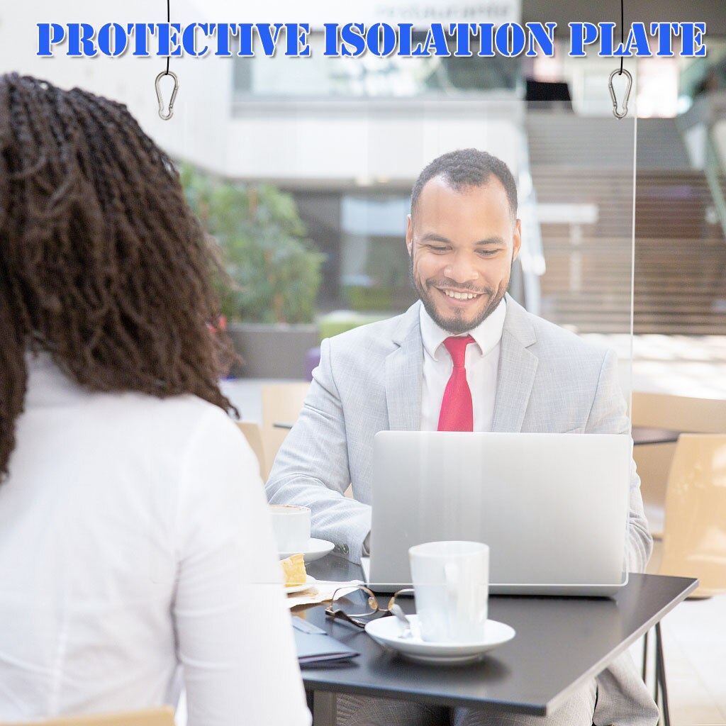 Acrylic Sneeze Guard Shield Hanging Acrylic Cashier Protection Guard Transparent Protection Safety Counter Screens 40 x 40cm #F5