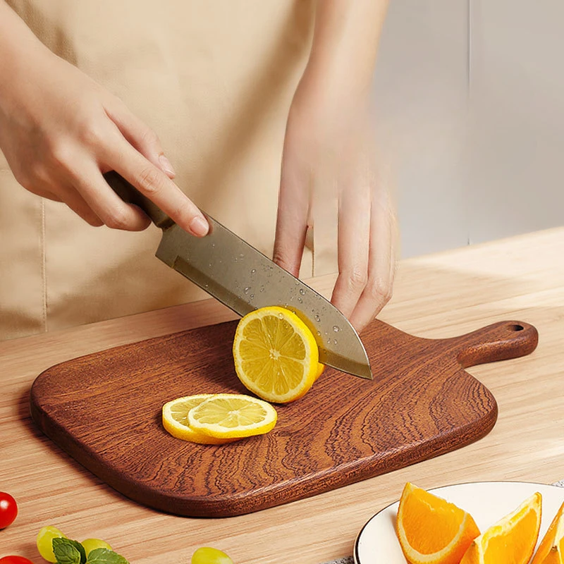 Bloques de madera para picar para cocina, tabla de cortar de nogal de haya, Pizza, pan, fruta, Sushi, bandeja colgante, antideslizante, herramientas de cocina