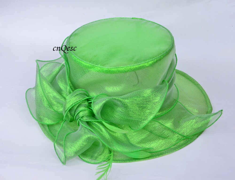 Grønne organza hatter kirke lue kentuck derby bryllup dame hatt
