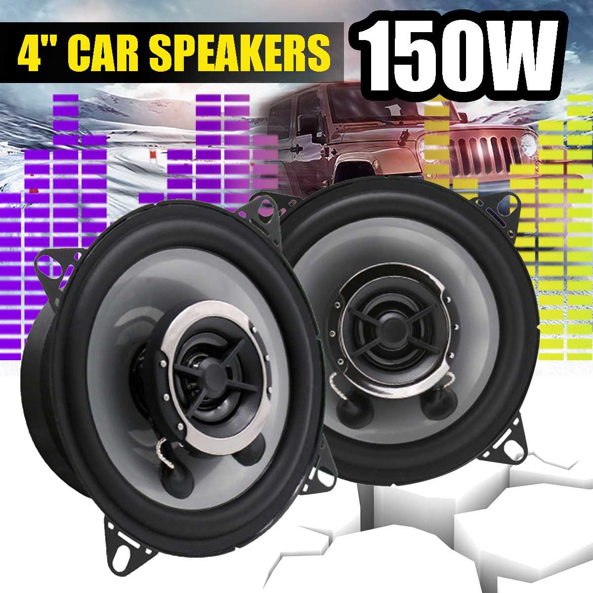 2 Stuks 4 Inch 150W Auto Speaker Bass Hoorn Stereo Surround Subwoofer Auto Coaxiale Luidspreker Automotive Thuis Diy Hifi luidspreker