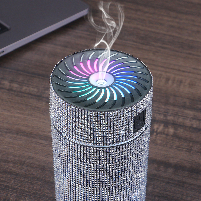 Luxe Glanzende Auto Diffuser Luchtbevochtiger Met Led Licht Diamant Auto Luchtreiniger Diffuser Luchtverfrisser Bling Auto Accessoires