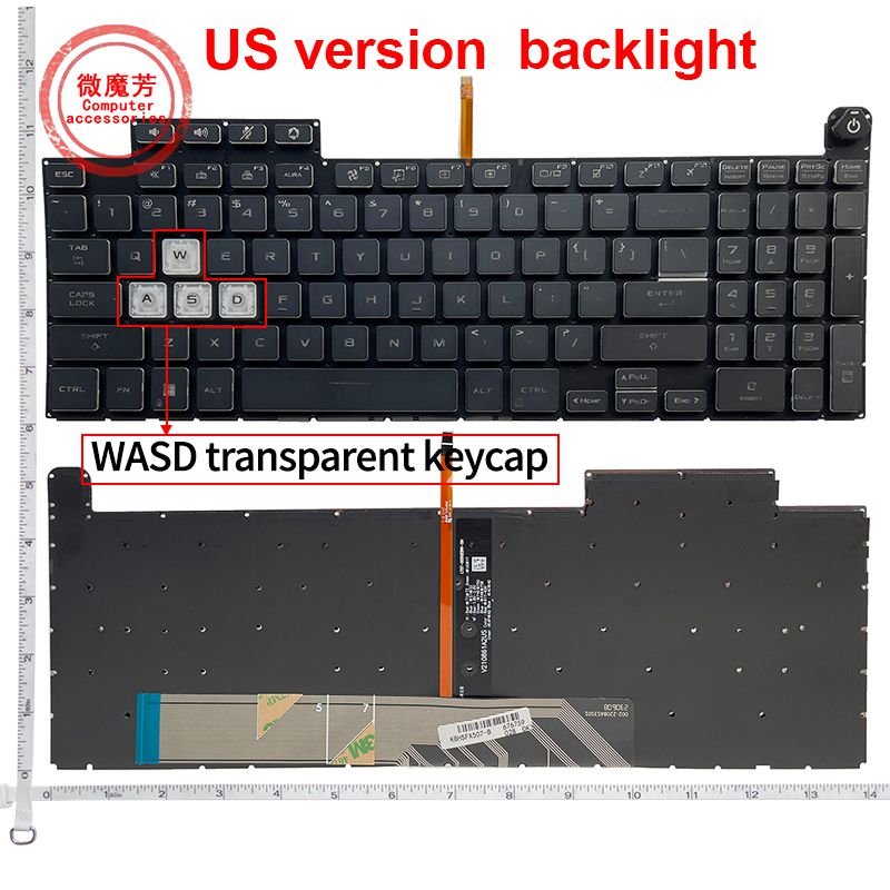 Yhdysvaltain taustavalaistu näppäimistö asus tuf gaming  f15 fx507zr fa507 fa507r fx707 fx517 ga507 -vaihtonäppäimistöille 6913 us 00 v210846 ds 1
