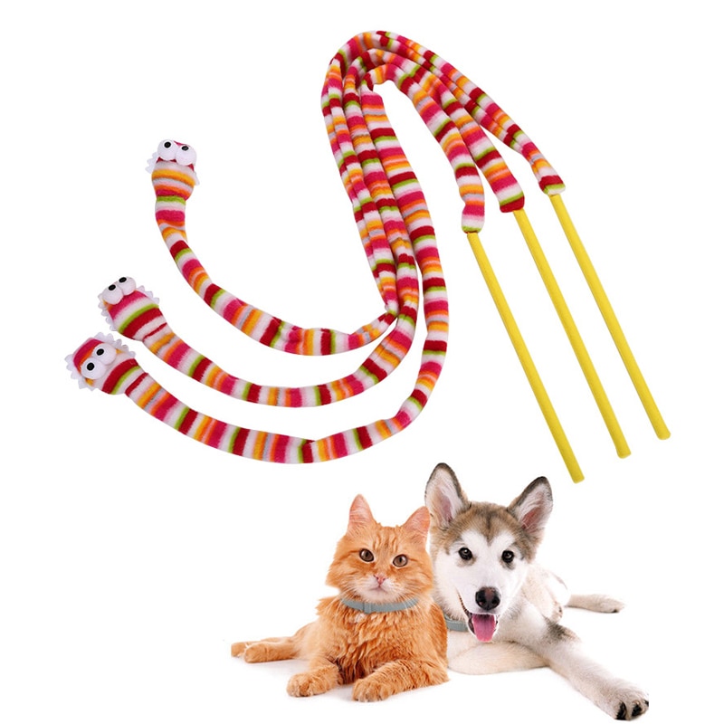 Varita de plumas de juguete interactivo para gatos, juguete interactivo para mascotas, Color divertido, Goma elástica para gato, 1 unidad