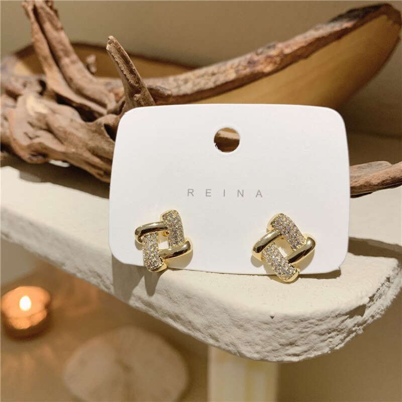 Pendientes de bloque geométrico sin agujero, Clips para las orejas, Clip de Metal hueco sin Piercing, joyería minimalista, CE0841