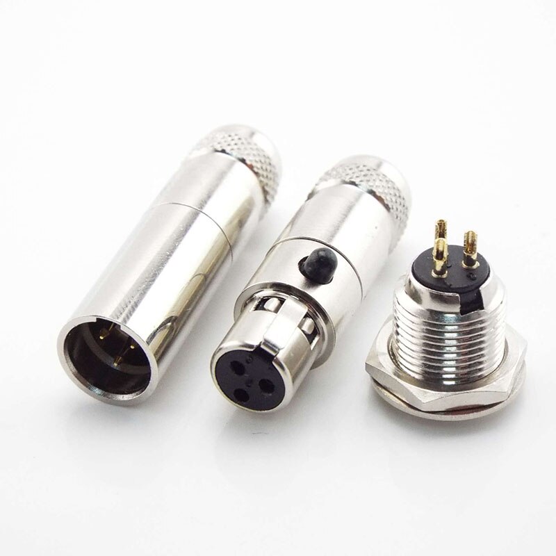 Audio Microphone XLR Male Panel Chassis Socket Screw Mount Mini 3Pin Female Plug Connector MIC Adapter