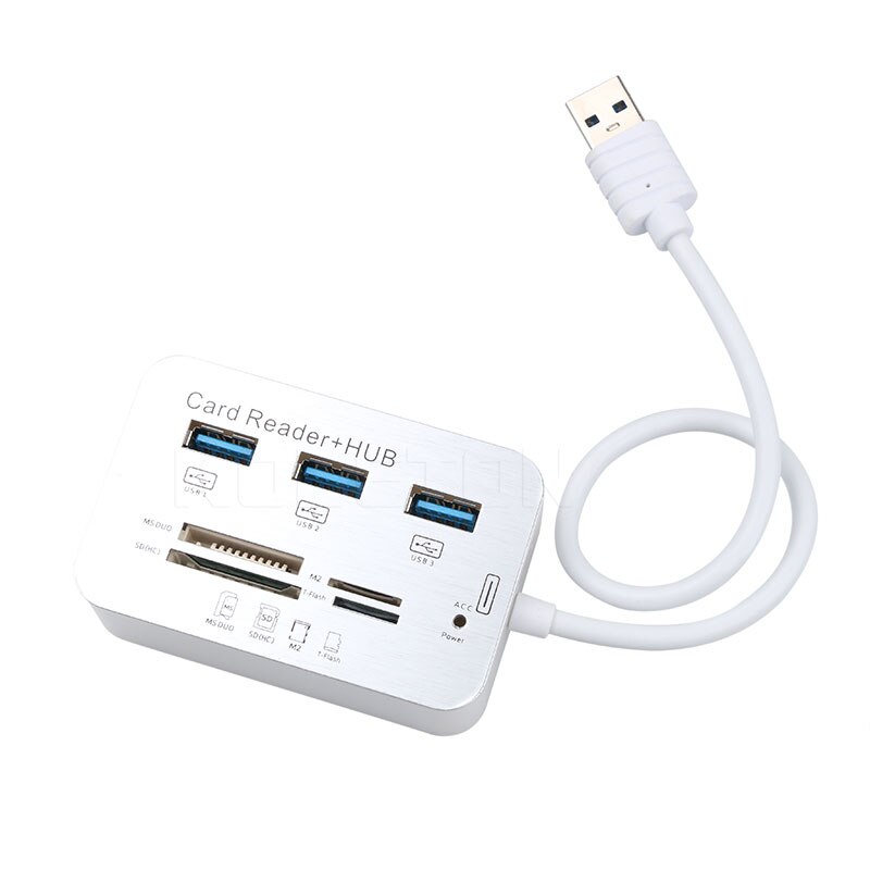 Mini Usb Hub 3.0 Multi Hub + Kaartlezer Combo High Speed Met Ms/Sd/M2/Tf kaartlezer 3 Poorts Usb Splitter Hub Cover Voor Laptop