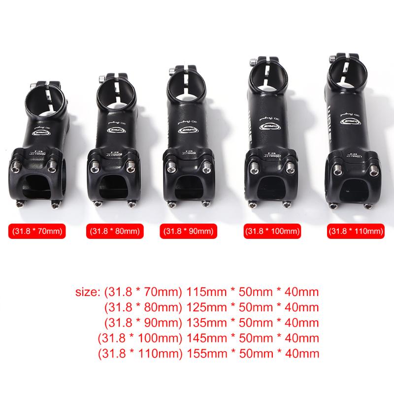 Potence de vélo wake 31.8mm tiges avant vtt, partie 70/80/90/100/110mm, potence de vélo en alliage d'aluminium, potence de guidon de vélo à 17 degrés