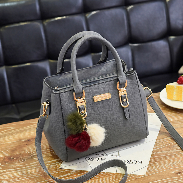 Yogodlns women beading pendant handbag ladies embossed shoulder bag ladies Messenger bag hairball bags bag: Lake Blue