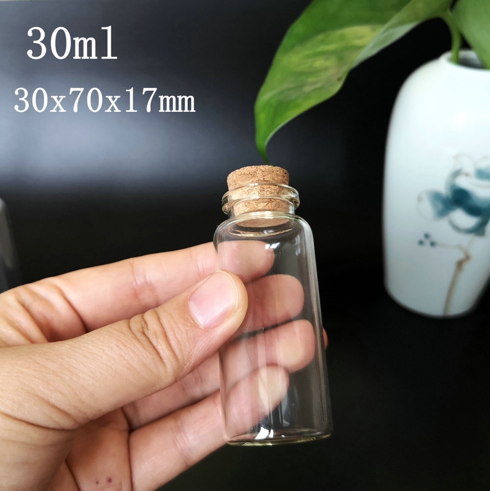 Botellas Vacías de almacenamiento DIY con tapones de corcho, frascos de vidrio para deseos, manualidades para decoración, 10ml/15ml/20ml/25ml/30ml/40ml/55ml, 50 Uds.