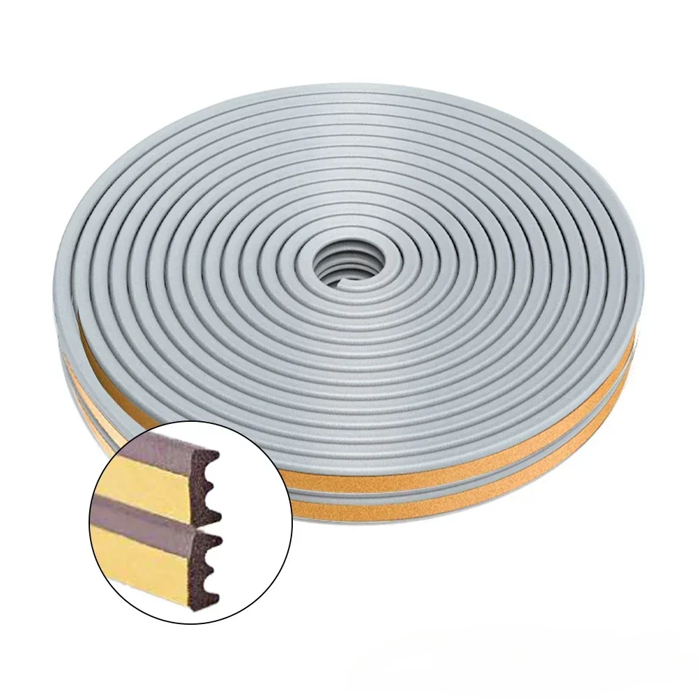 5M/10M Door Window Seal Strip DIEP Self-adhesive Acoustic Foam Sealing Strip Tape Insulation Windproof Rubber Weatherstrip: Khaki / 10M