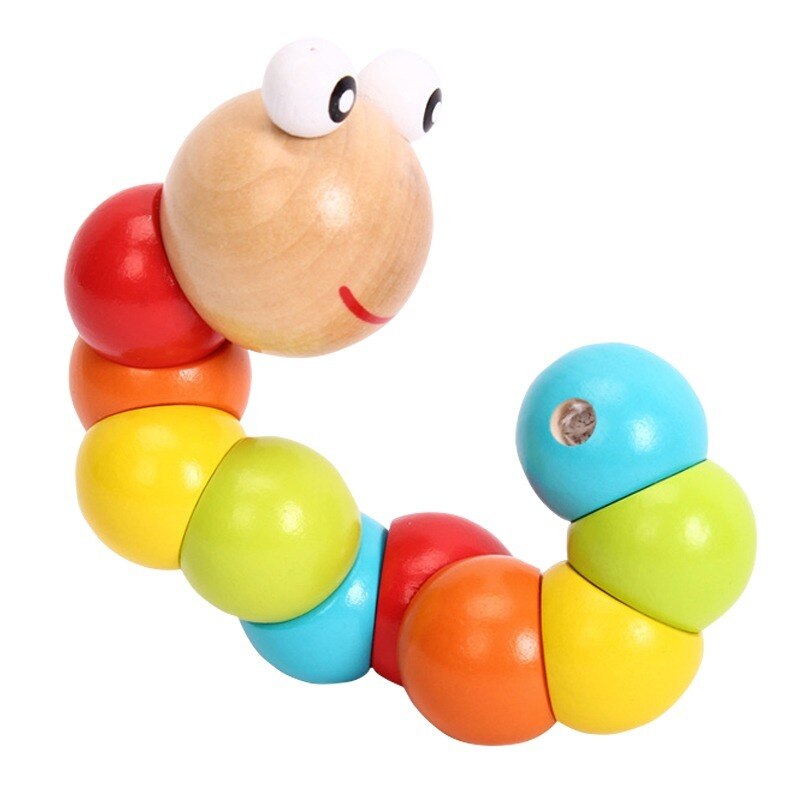 Worm Twist Puppet Cognition fun Educational Toys Changeable Shape Wooden Blocks Kids Colorful Caterpillar Baby Toy