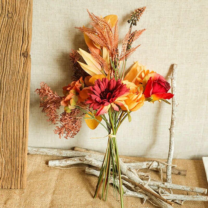 Ins Wind Herfst Kleur Simulatie Boeket Nep Bloemen Bruiloft Decoraties Stof Decoraties