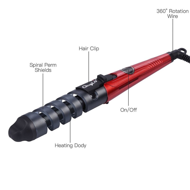Rizador de pelo en espiral portátil para viaje, rizador de pelo grande, rizador de pelo eléctrico de calentamiento rápido, estilizador de cabello para mujer