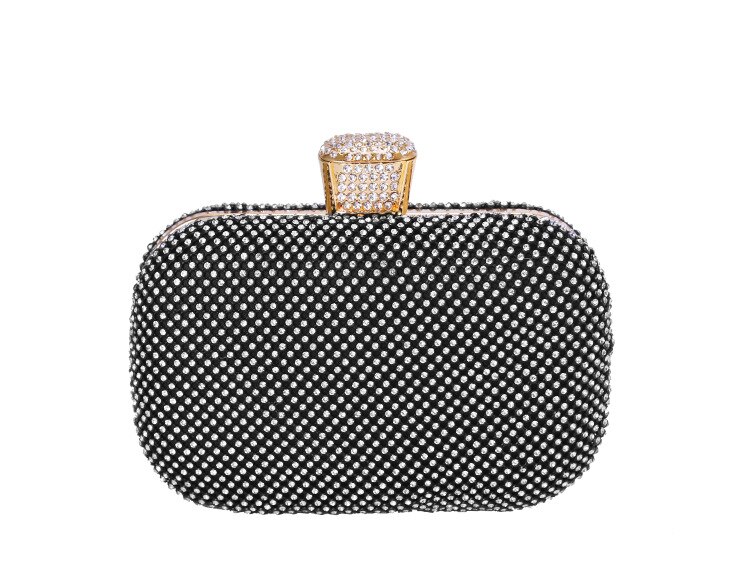 Rhineston Diamond Solid Color Evening Bag Banquet Bag Shoulder Evening Bag Women&#39;s Makeup Clutch Bag Purses and Handbags: black