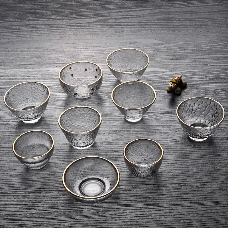Taza de vidrio resistente al calor, vaso de Sake de estilo japonés hecho a mano, martillado pequeño, , 1 ud.