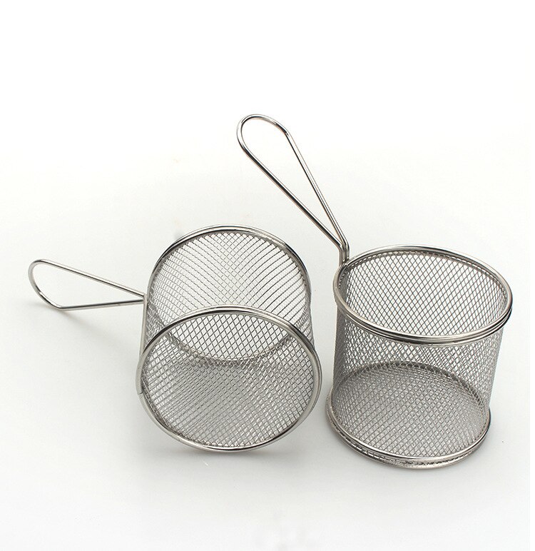 Stainless Steel Round Fry Basket French Fries Basket Oil Grid Round Mesh Frying Basket Kitchen Gadgets