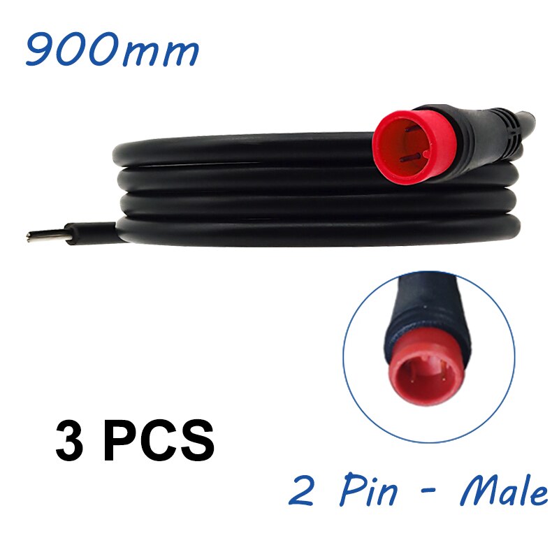 Julet wodoodporny kabel 2/3/4/5/6 Pin 900mm przewód konwersji elektryczny przedłużacz kabla Ebike do wyświetlacza Ebikes: 2Pin Male 3pcs