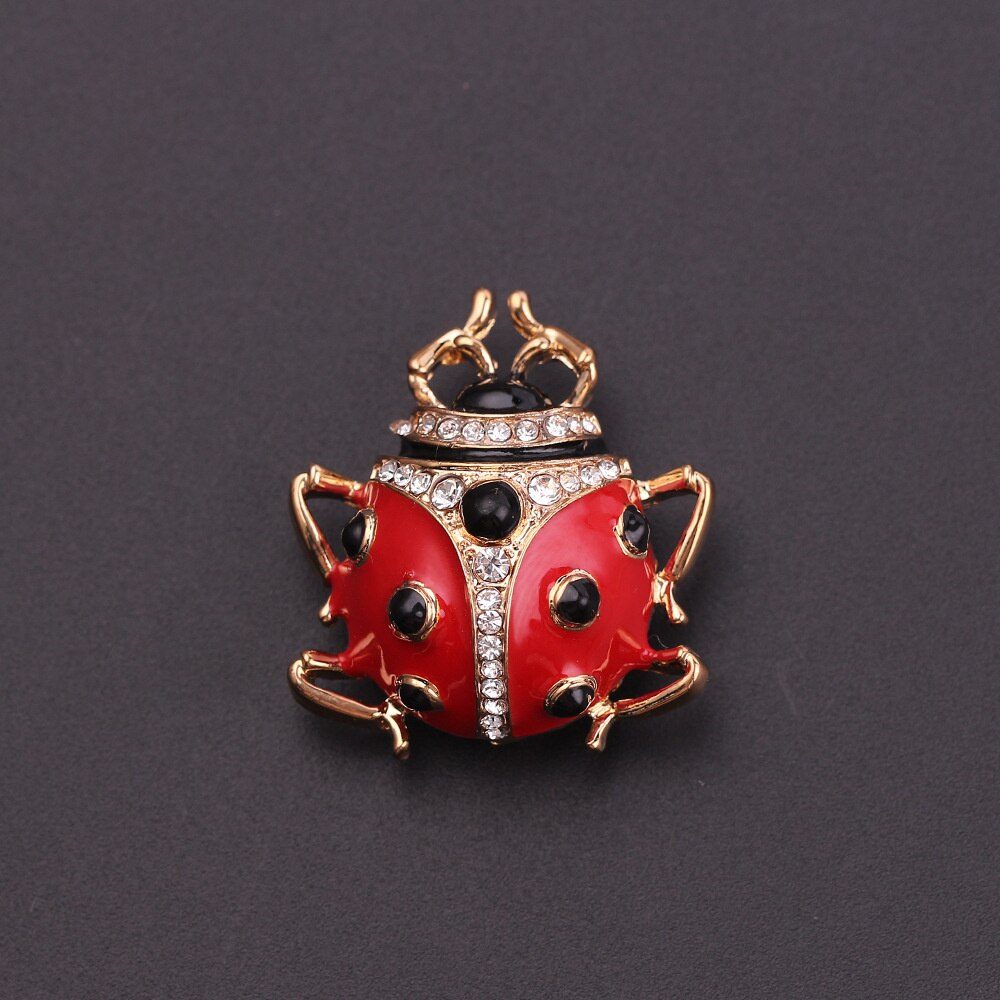 Hoogwaardige Insect Broche Animal Broche Strass Vrouwelijke Sieraden Lieveheersbeestje Broche Westerse Accessoires