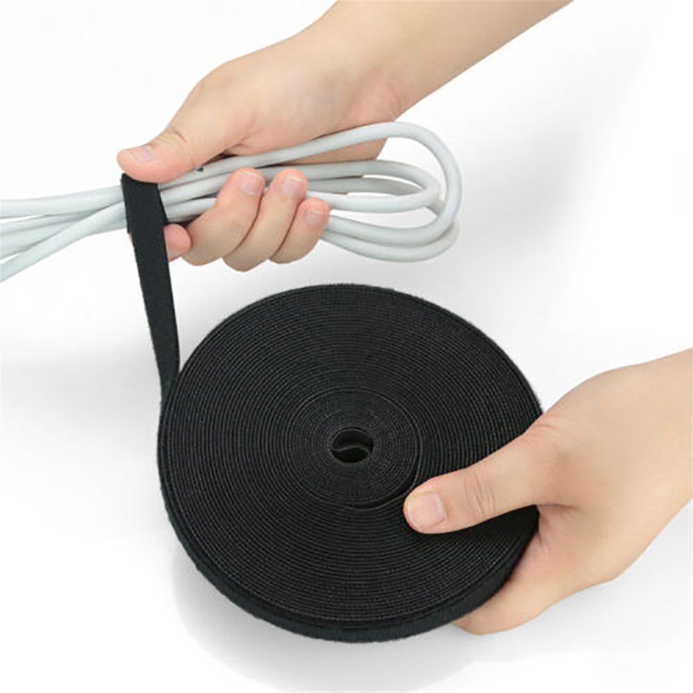 Sort nylon kabel manager winder kabel clips binder bælte magiske klistermærker strap magiske klistermærker praktisk